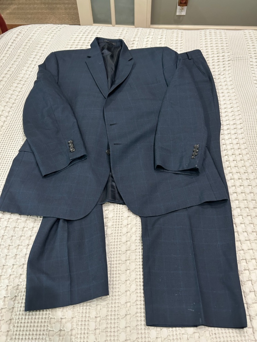 Chaps Men's Dark Navy Windowpane Two-Piece Suit